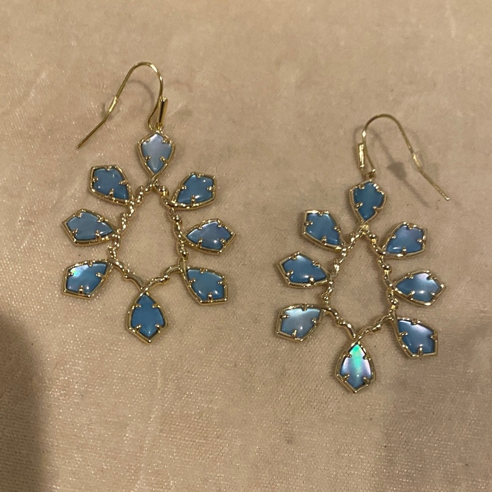 Kendra Scott Gold and Iridescent Blue Earrings - Picture 2 of 3